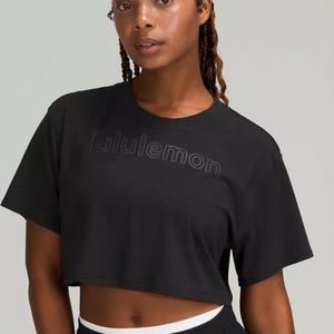 LULULEMON LOGO All Yours Cropped Graphic T-Shirt Black